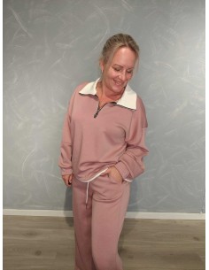 Rosa sæt i viskoseblanding med lynlåsbluse og vide bukser – TIPPY Italian Select 2