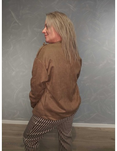 Bagside af lattefarvet uniformsjakke i velour til kvinder – TIPPY”