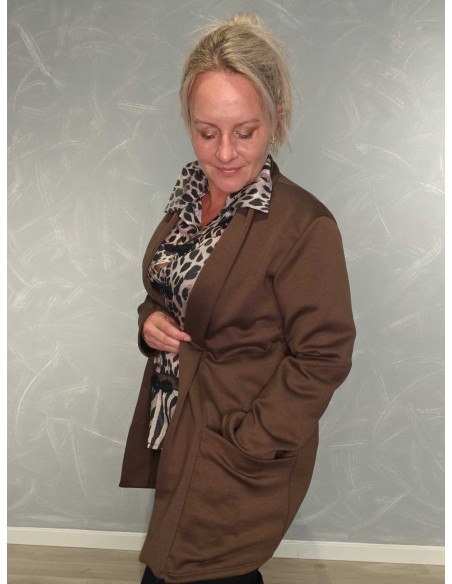 Lomme på brun lang cardigan – TIPPY