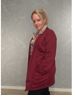 Bordeaux cardigan i viskoseblanding med åben front og lommer – TIPPY Collection 2
