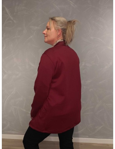 Bagside af bordeaux lang cardigan til kvinder – TIPPY