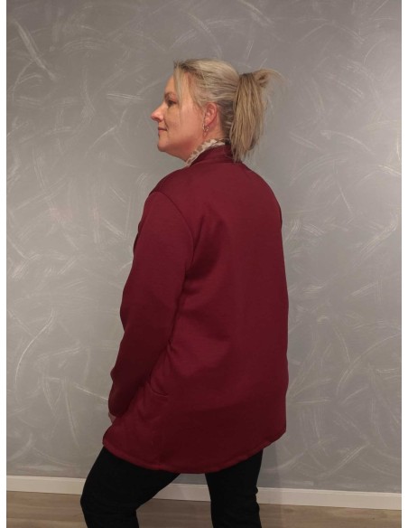 Bagside af bordeaux lang cardigan til kvinder – TIPPY