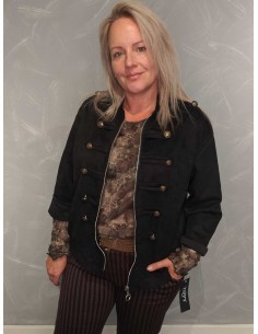 Sort uniformsjakke i 70% viskose, 27% polyester og 3% elastan med lynlås – TIPPY Italian Select