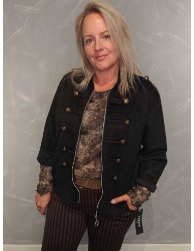 Sort uniformsjakke i 70% viskose, 27% polyester og 3% elastan med lynlås – TIPPY Italian Select