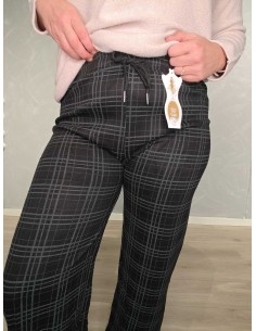 Sorte jerseybukser i 85% polyamid og 15% elastan med tern og lige ben – TIPPY Italian Select 2