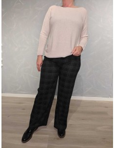 Sorte jerseybukser i 85% polyamid og 15% elastan med tern og lige ben – TIPPY Italian Select