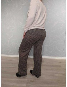 Brune jerseybukser i 85% polyamid og 15% elastan med tynde striber – TIPPY Italian Select 2