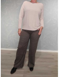 Brune jerseybukser i 85% polyamid og 15% elastan med tynde striber – TIPPY Italian Select