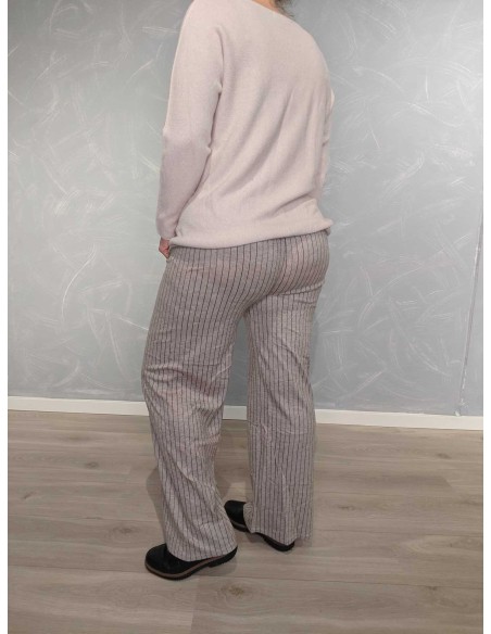 Bagside af Beige stribede jerseybukser til kvinder – TIPPY”