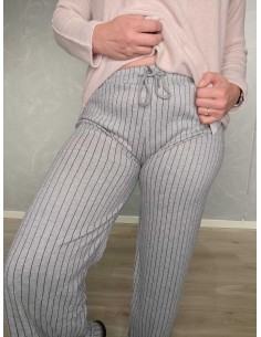Lysegrå jerseybukser i 85% polyamid og 15% elastan med tynde striber – TIPPY Italian Select 2
