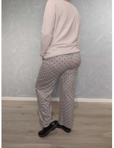 Beige jerseybukser i 85% polyamid og 15% elastan med prikker og lige ben – TIPPY Italian Select 2