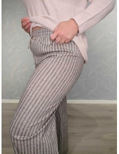 Beige jerseybukser i polyamid med vide ben og striber – TIPPY Italian Select 2