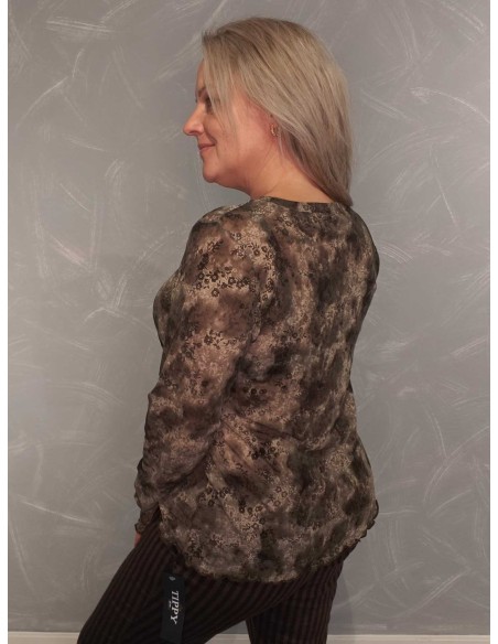 Bagside af brun meshbluse til kvinder – TIPPY