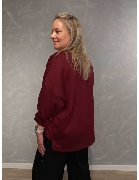 Bordeaux oversize bluse med Mickey-hjerte | TIPPY