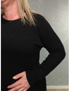 Sort alpakastrik i babyalpaka og uld med rund hals – TIPPY Collection 2