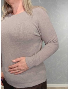 Grå alpakastrik i babyalpaka og uld med rund hals – TIPPY Collection 2