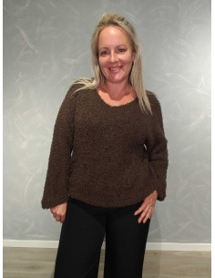 Brun mohairstrik i mohairblanding med plysstruktur – TIPPY Collection