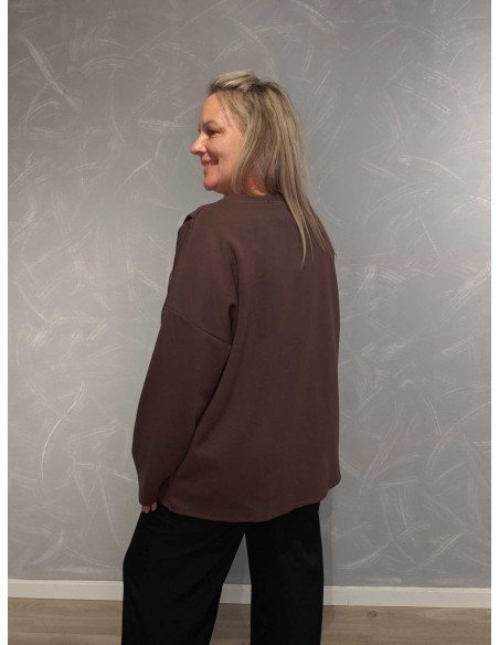 Bagside af brun oversize bluse til kvinder – TIPPY