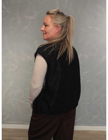 Bagside af sort kort plysvest til kvinder – TIPPY