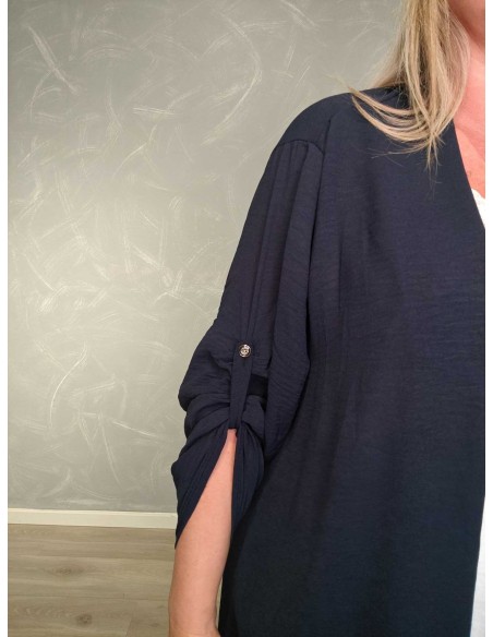 Opsmøg på ærmerne på navy lang cardigan – TIPPY