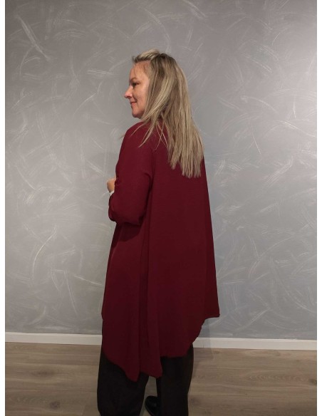 Bagside af bordeaux lang cardigan til kvinder – TIPPY