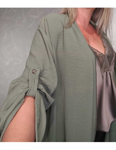 Opsmøg på ærmerne på grøn lang cardigan – TIPPY