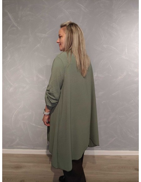 Bagside af grøn lang cardigan til kvinder – TIPPY