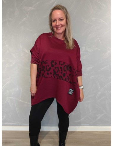 Bordeaux todelt tunika i viskoseblanding med leopardprint – Italian Select TIPPY
