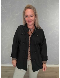 Sort cardigan med uniformsdetaljer og metalknapper – Italian Select TIPPY