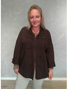 Brun cardigan med uniformsdetaljer og metalknapper – Italian Select TIPPY