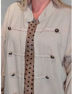 Sand cardigan med uniformsdetaljer og metalknapper – Italian Select TIPPY 2