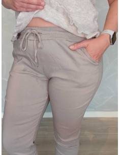 Beige bukser i viskoseblanding med stræk og snøre – TIPPY Collection 2