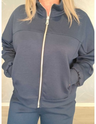 Lynlås foran på navy sweat-trøje – TIPPY