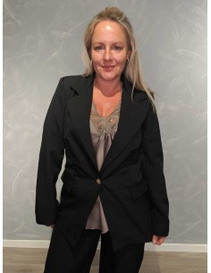 Sort blazer jakke med enkel knap | TIPPY