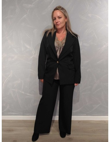 Sort blazer jakke med enkel knap | TIPPY
