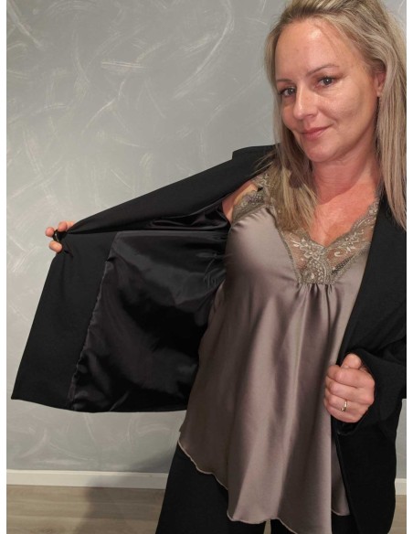 Sort blazer jakke med enkel knap | TIPPY