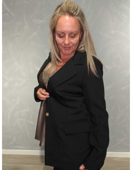 Sort blazer jakke med enkel knap | TIPPY
