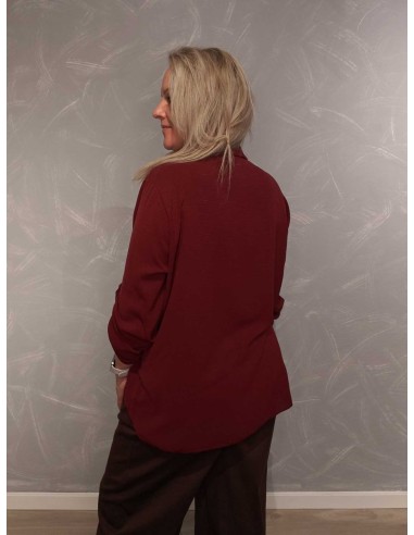 Bagside af bordeaux lang bluse til kvinder – TIPPY