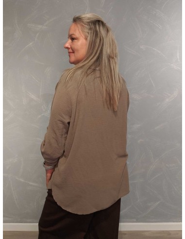 Bagside af taupe lang bluse til kvinder – TIPPY