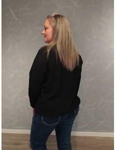 Sort langærmet bluse i viskose med struktur og elastik – TIPPY Collection 2