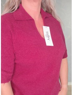 Bordeaux kortærmet polostrik i akryl, polyamid og babyalpaka med krave – TIPPY Italian Select 2
