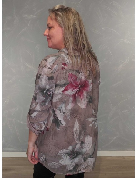 Bagside af taupe skjortebluse til kvinder – TIPPY