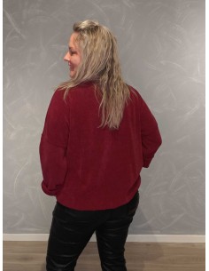 bordeaux 36524 fløjls bluse med snørre og lomme