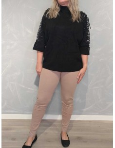 Beige leggingsbukser i bomuld med stretch – Italian Select TIPPY