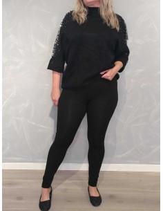 Sorte leggingsbukser i bomuld med stretch – Italian Select TIPPY
