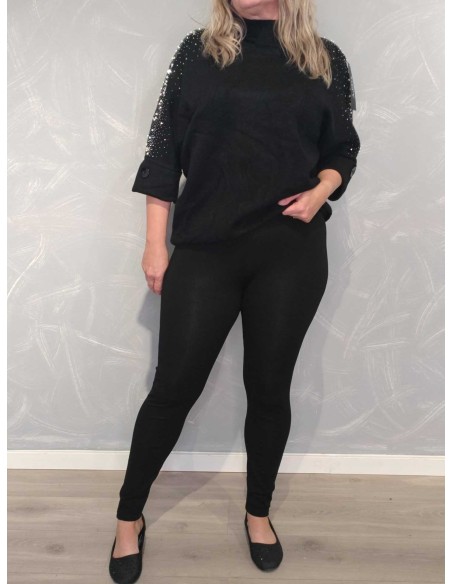 Sorte leggingsbukser i bomuld med stretch – Italian Select TIPPY