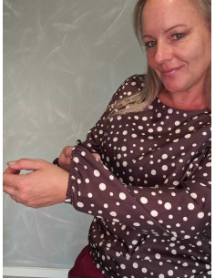 Brun bluse i bomuld med prikker og elastikbund – Italian Select TIPPY 2