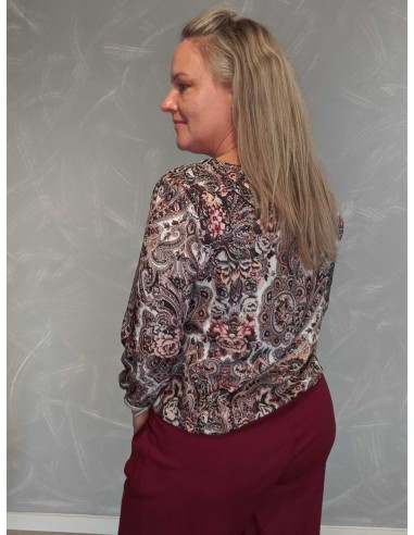 Bagside af brun paisleybluse til kvinder – TIPPY