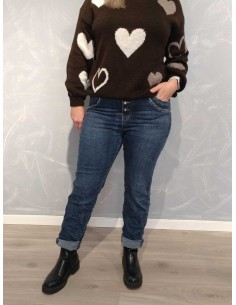 Blå Karostar baggy jeans i denim med leopardkanter – TIPPY