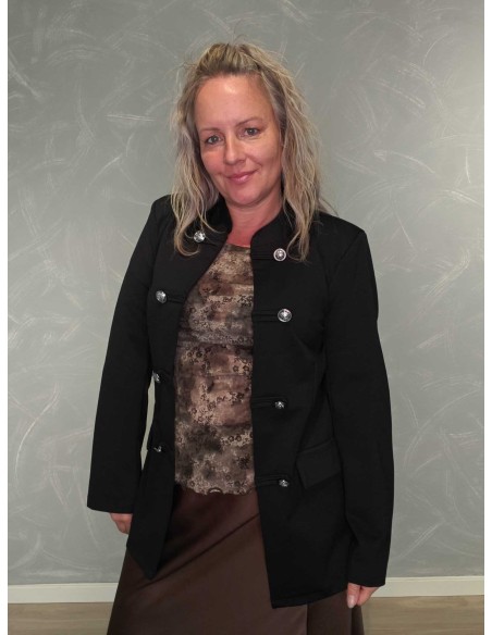 Sort uniformsblazer i viskoseblanding med dekorative knapper – TIPPY Collection”